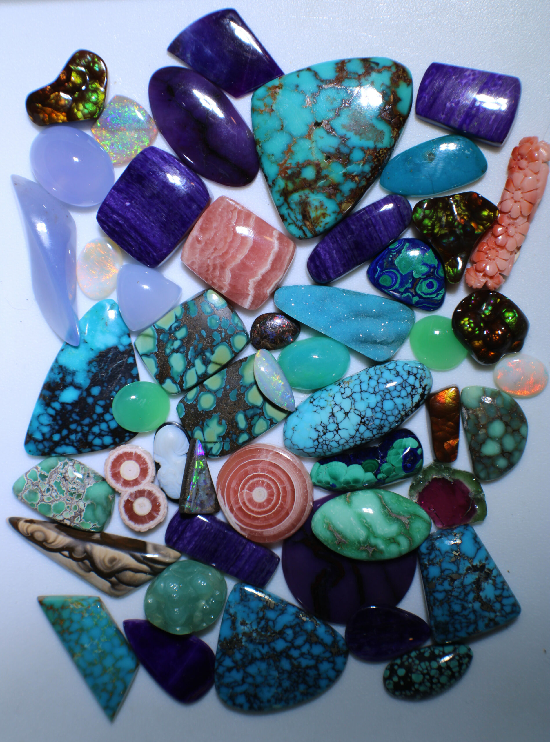Mixed assortment of colored gemstones